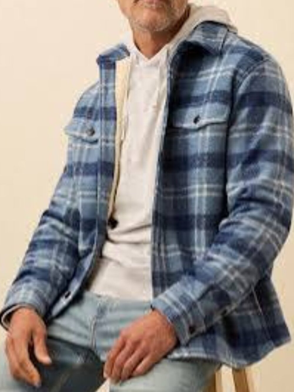 NEW NWT! 1901 FLEECE-LINED WOOL-BLEND SHIRT JACKET BLUE PLACID NAVY CHECK sz M